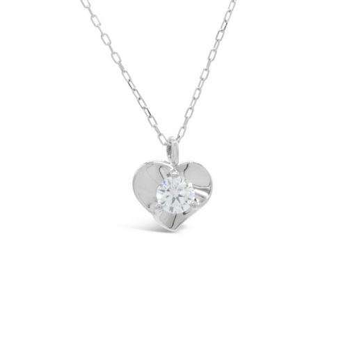 Certified Diamond Pendant 0.10ct Heart And Cupid in Platinum PT