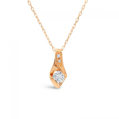 Pendant in Pink Gold K18 using Certified Heart and Cupid Cut 0.20 ct Diamond