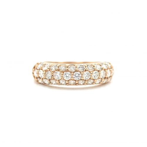 Simple Ring 1.00ct Pave Diamond Pink Gold K18
