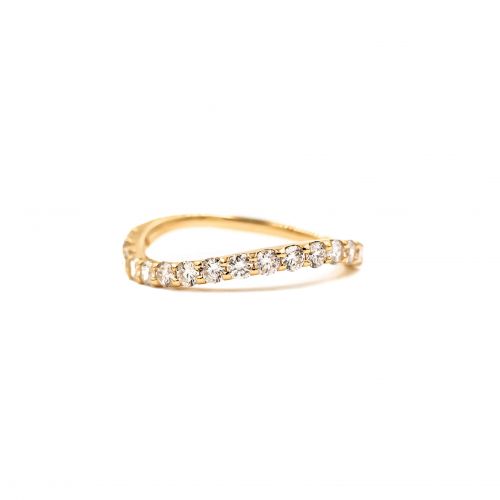 Rose Gold K18 Half Eternity Ring In Natural Diamond 0.50ct simple dialy wear Wave Design