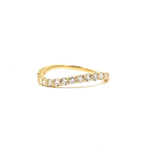 Half Eternity Ring In Wave Design Yellow Gold K18 0.50ct Diamond