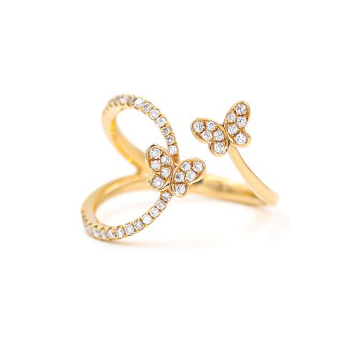 Butterfly Diamond Ring in Gold K18 