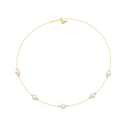 Japanese Akoya Pearl Change Necklace in Yellow Gold K18