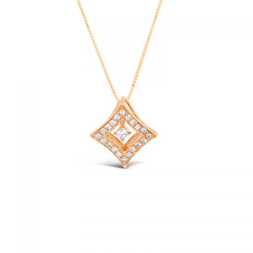 Two Way Diamond Pendant in Pink gold K18 With Adjustable Chain