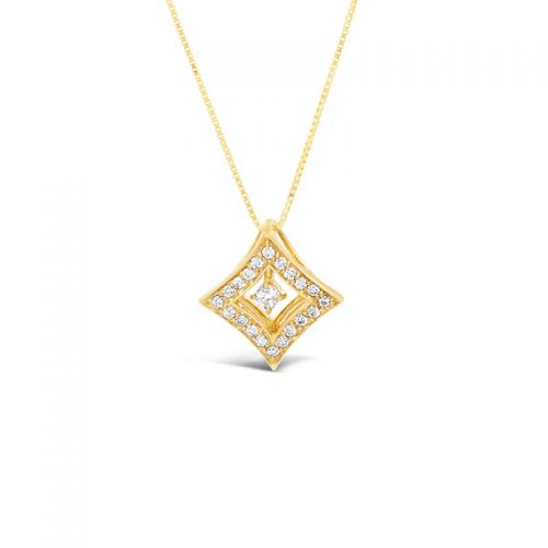 Two Way Diamond Pendant in Yellow gold K18 With Adjustable Chain