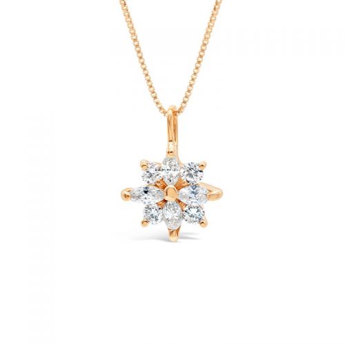 Fancy Shape Diamond Pendant in Pink Gold K18