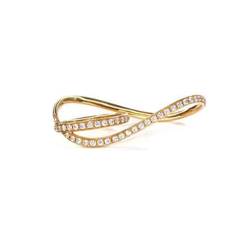 Designers Two Finger Diamond Ring in Yellow Gold K18 0.65ct up