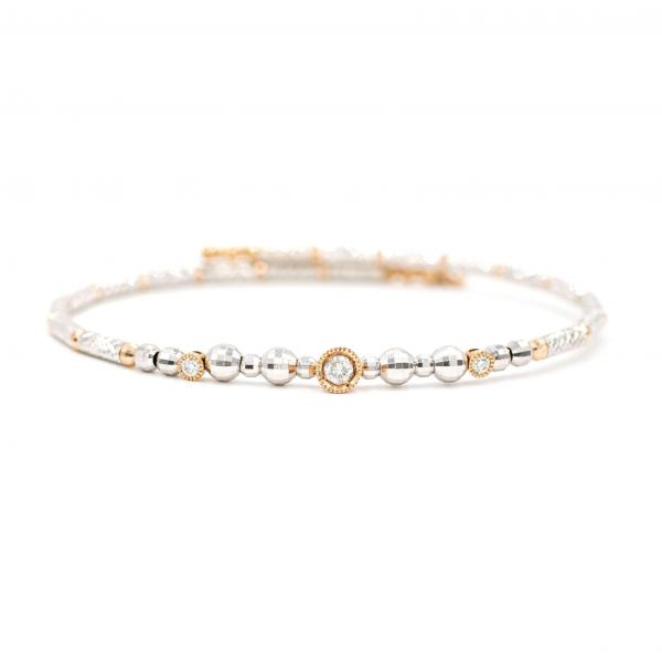 Flexible Bangle in Diamond 0.17ct Two-Tone Gold Color combination Easy to Wear 16.5cm